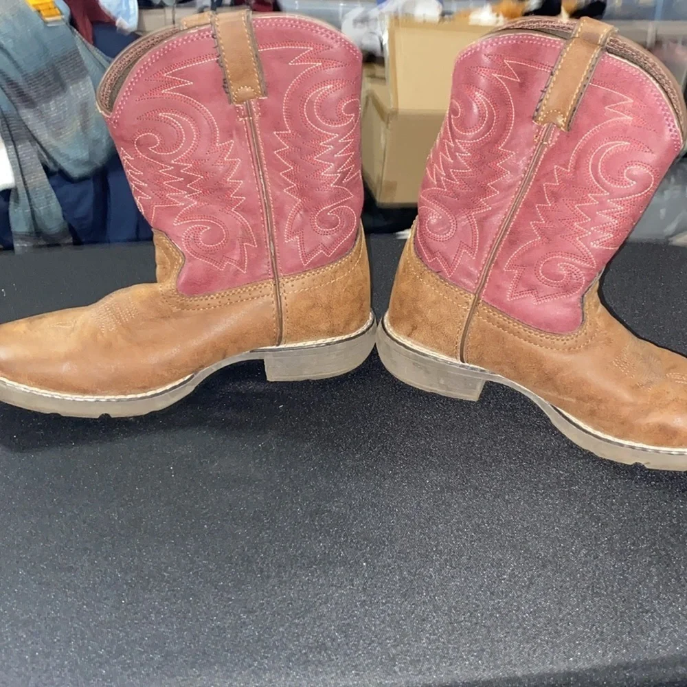 DURANGO Stylish Red and Tan KIDS SIZE 3M BRIAR RED BROWN Western Boots EUC CLEAN